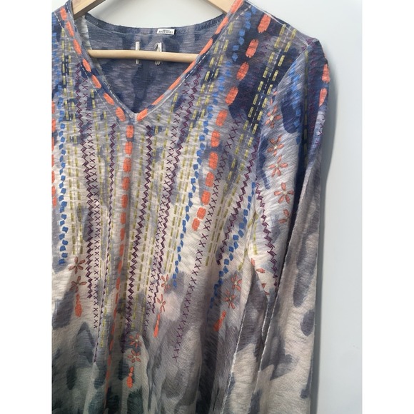 Cupio Womens Knit Top Size Small Long Sleeve Multicolor Round Neck Shirt Floral - Picture 2 of 6